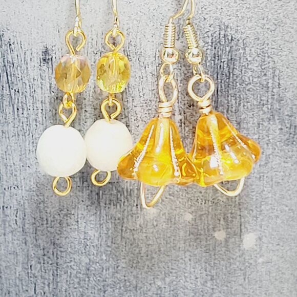 Artisan earrings  662# NEW bohemian Floral glass bead earrings Petite Amazonite - Picture 8 of 8